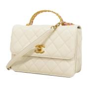 Pre-owned Leather chanel-bags Chanel Vintage , White , Dames