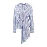 Katoenen Poplin Crossover Shirt met Vlinderlogo Max Mara Weekend , Blu...