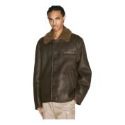 Leren Jas met Shearling Kraag Our Legacy , Brown , Heren