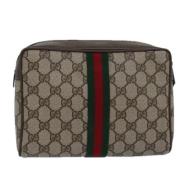 Pre-owned Leather clutches Gucci Vintage , Beige , Dames