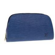 Pre-owned Leather pouches Louis Vuitton Vintage , Blue , Dames