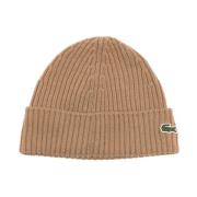 Geribbeld Logo Patch Beanie Lacoste , Brown , Heren