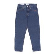 Stone Wash Slim Fit Denim Jeans Amish , Blue , Heren