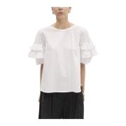 Casual Katoenen T-shirt MeiMeiJ , White , Dames