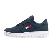 Retro Leren Sneakers Blauw Model Tommy Jeans , Blue , Heren