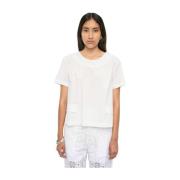 Kant Sangallo Ronde Hals Shirt MeiMeiJ , White , Dames