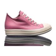 Leren Lage Sneakers Ronde Neus Vetersluiting Rick Owens , Pink , Dames