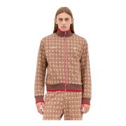 Grafische Jacquard Zip-Up Sweatshirt Wales Bonner , Brown , Heren