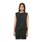 Asymmetrische Crepe de Chine Top met Applicaties MeiMeiJ , Black , Dam...