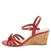 Pre-owned Leather sandals Prada Vintage , Red , Dames