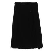 Zwarte Geplooide Midi Rok Yohji Yamamoto , Black , Heren