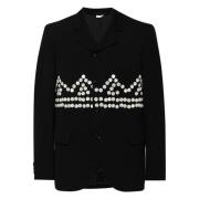 Zwarte Wollen Geknoopte Blazer Comme des Garçons , Black , Heren