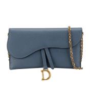 Pre-owned Leather wallets Dior Vintage , Blue , Dames