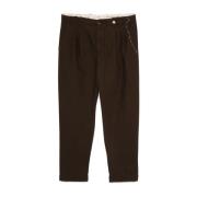 Bruine Katoenen Canvas Broek met Plooien Myths , Brown , Heren