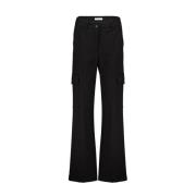 Wijde Cargo Broek Red Button , Black , Dames