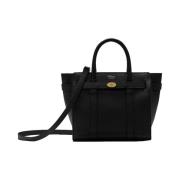 Mini Zipped Bayswater Zwarte Leren Tas Mulberry , Black , Dames