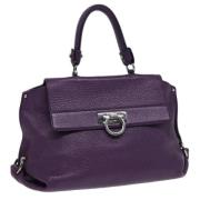 Pre-owned Leather handbags Salvatore Ferragamo Pre-owned , Purple , Da...