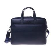 Professional bag in blue leather and nylon Baldinini , Blue , Heren