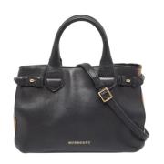 Pre-owned Leather shoulder-bags Burberry Vintage , Black , Dames