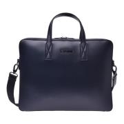 Professional bag in dark blue leather Baldinini , Blue , Heren