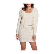 Wit Crème Cardigan Sweater Set Guess , Beige , Dames