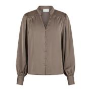 Elegant Drapy Blouse Dark Taupe Neo Noir , Brown , Dames