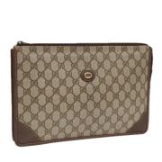 Pre-owned Leather clutches Gucci Vintage , Brown , Dames