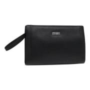 Pre-owned Leather clutches Burberry Vintage , Black , Dames