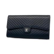 Pre-owned Leather wallets Chanel Vintage , Black , Dames