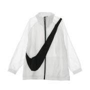 Witte Windbreaker Jas met Swoosh Nike , White , Dames