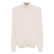 Luxe Cashmere Half-Zip Gebreide Kleding Barba , Beige , Heren