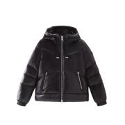 Zwarte Donsjas met Capuchon Woolrich , Black , Dames