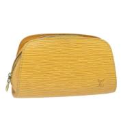 Pre-owned Leather pouches Louis Vuitton Vintage , Yellow , Dames