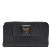 Pre-owned Leather wallets Prada Vintage , Black , Dames