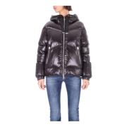 Zwarte jas met capuchon, zijlogo en zakken Woolrich , Black , Dames