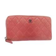 Pre-owned Silk wallets Chanel Vintage , Pink , Dames