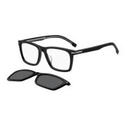 Gepolariseerde Clip-On Zonnebril Zwart/Grijs Hugo Boss , Black , Heren