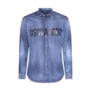 Blauwe Overhemden voor Heren Dsquared2 , Blue , Heren