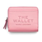 Logo Bedrukte Leren Portemonnee Zwart/Grijs Marc Jacobs , Pink , Dames