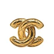 Pre-owned Metal brooches Chanel Vintage , Yellow , Dames