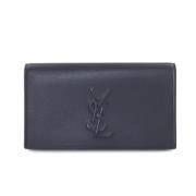 Pre-owned Leather clutches Yves Saint Laurent Vintage , Blue , Dames