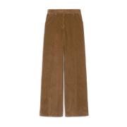 Wijde Pijp Fluwelen Broek Max Mara , Brown , Dames