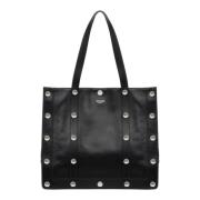 Schoudertas met drukknopen en logo Moschino , Black , Dames