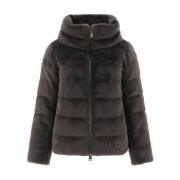 Faux-Fur Hoge Nek Ritsjas Herno , Gray , Dames