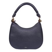 Zwarte leren schoudertas met gouden rits Furla , Black , Dames