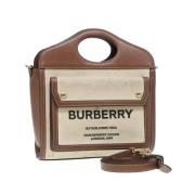 Pre-owned Leather handbags Burberry Vintage , Beige , Dames