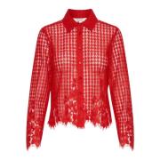 Elegante Blouse met Overhemdkraag Part Two , Red , Dames