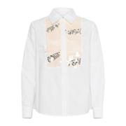 Witte Pailletten Overhemdblouse Part Two , White , Dames