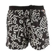 Keith Haring Zwemshorts Zwart Heren Hugo Boss , Black , Heren