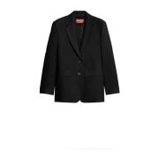 Zwarte Satijnen Wollen Blazer Jas Max Mara , Black , Dames